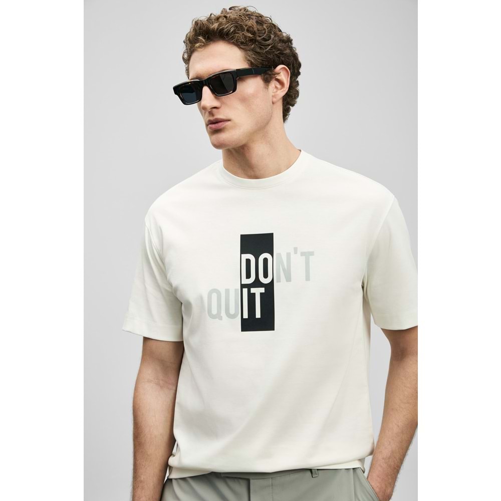 Lufian 111020285 Carl Modern Grafik T- Shirt Tişört Erkek Tişort
