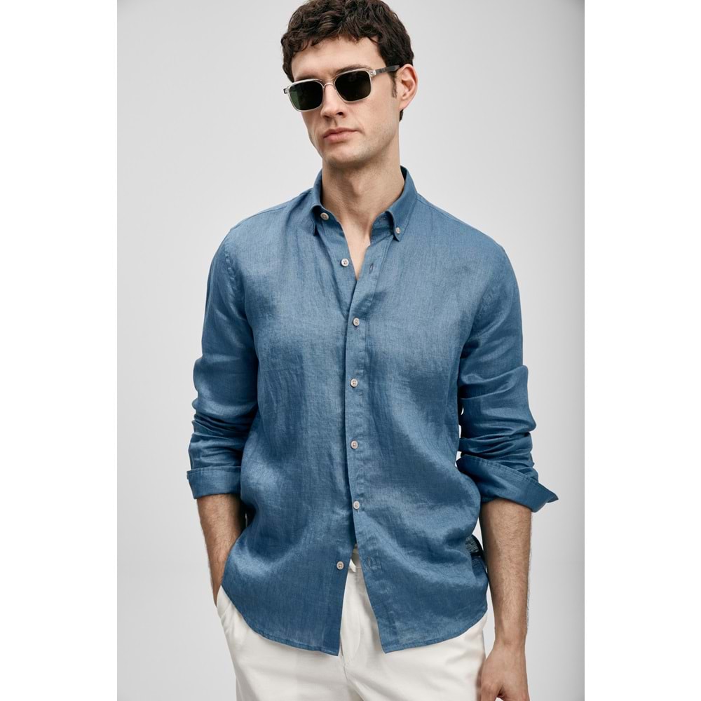 Lufian 111010654 Pitaya Erkek Keten Gömlek Comfort Fit Erkek Gömlek