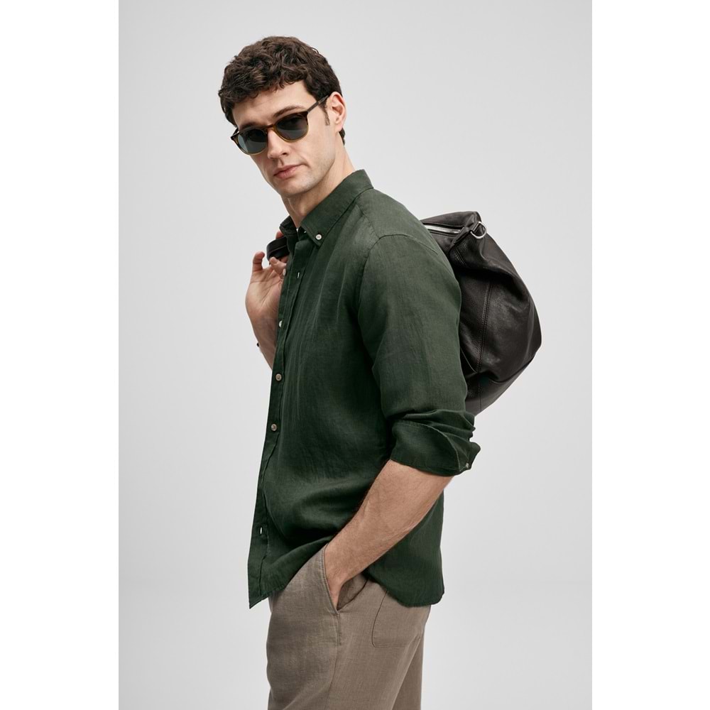 Lufian 111010654 Pitaya Erkek Keten Gömlek Comfort Fit Erkek Gömlek