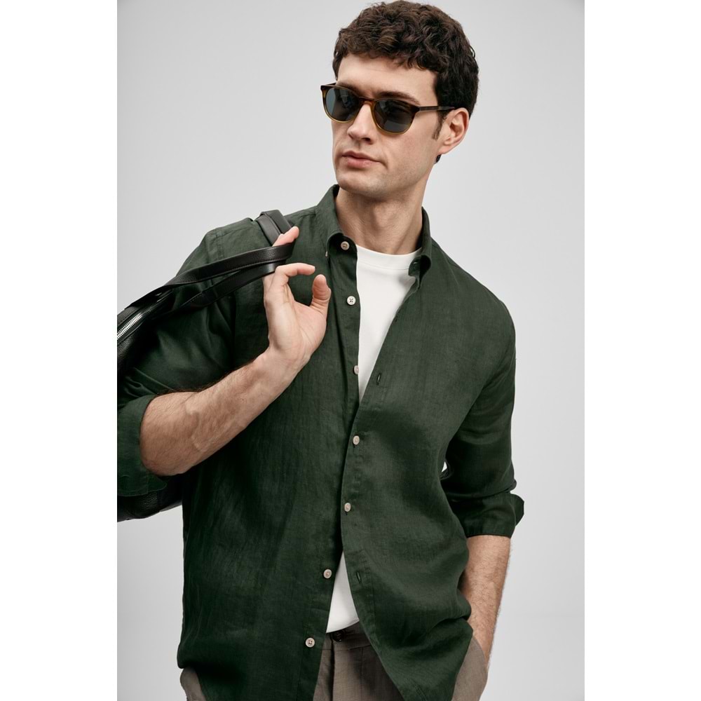 Lufian 111010654 Pitaya Erkek Keten Gömlek Comfort Fit Erkek Gömlek