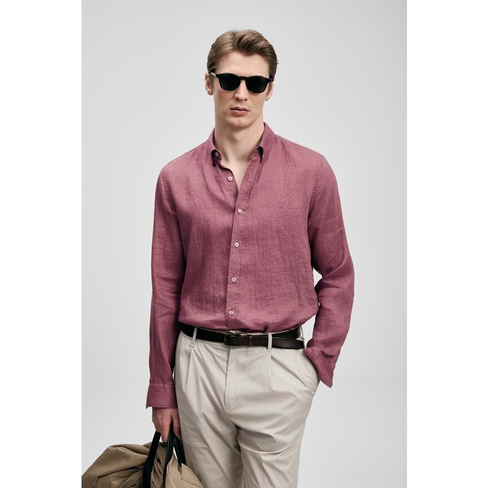 Lufian 111010654 Pitaya Erkek Keten Gömlek Comfort Fit Erkek Gömlek