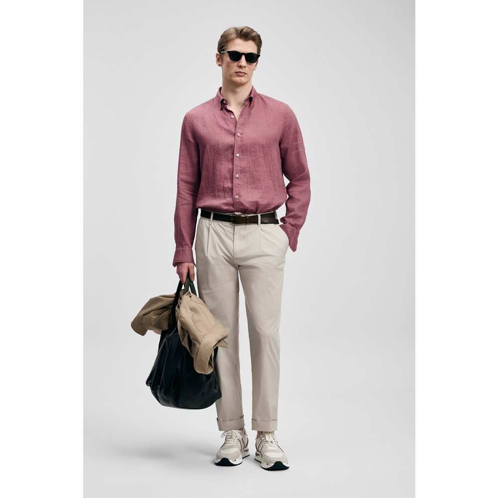 Lufian 111010654 Pitaya Erkek Keten Gömlek Comfort Fit Erkek Gömlek