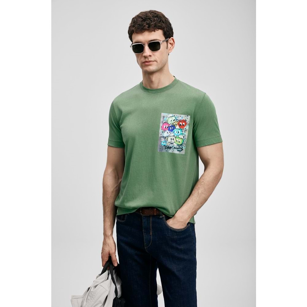 Lufian 111020296 Charlıe Modern Grafik T- Shirt Erkek Tişort