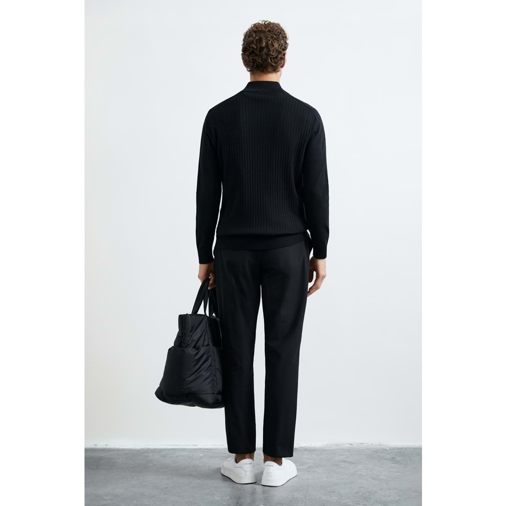 Lufian 112090189 Asher Fermuarlı Dik Yaka Triko Kazak Yarım Fermuarlı Erkek Sweatshirt