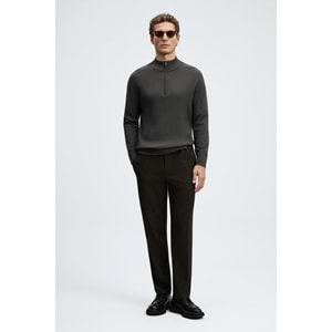 Lufian 112090189 Asher Fermuarlı Dik Yaka Triko Kazak Yarım Fermuarlı Erkek Sweatshirt