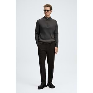 Lufian 112090189 Asher Fermuarlı Dik Yaka Triko Kazak Yarım Fermuarlı Erkek Sweatshirt