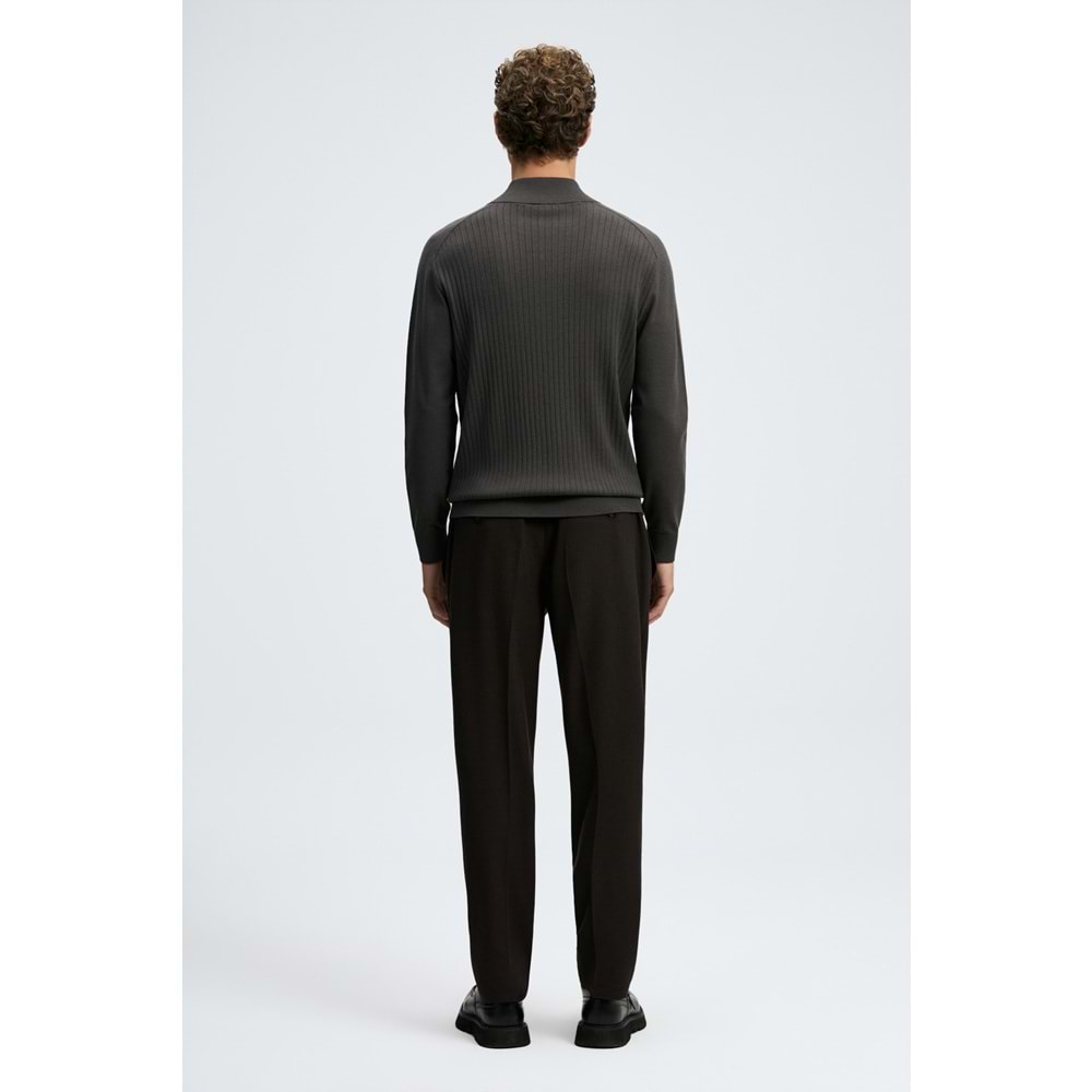 Lufian 112090189 Asher Fermuarlı Dik Yaka Triko Kazak Yarım Fermuarlı Erkek Sweatshirt
