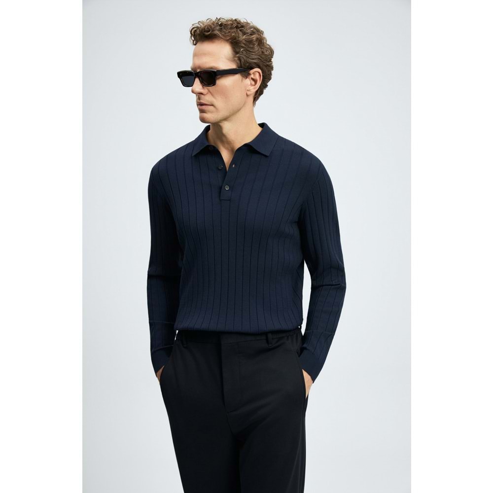 Lufian 112090190 Petra Polo Yaka Triko Kazak Erkek Sweatshirt