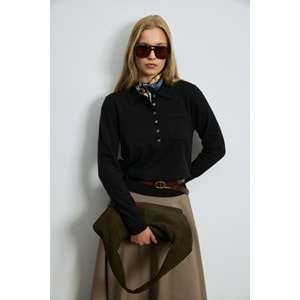 Lufian 122090048 Laura Yün Karışımlı Polo Yaka Triko Kazak Kadın Sweatshirt