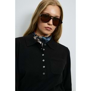 Lufian 122090048 Laura Yün Karışımlı Polo Yaka Triko Kazak Kadın Sweatshirt