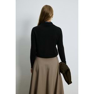 Lufian 122090048 Laura Yün Karışımlı Polo Yaka Triko Kazak Kadın Sweatshirt