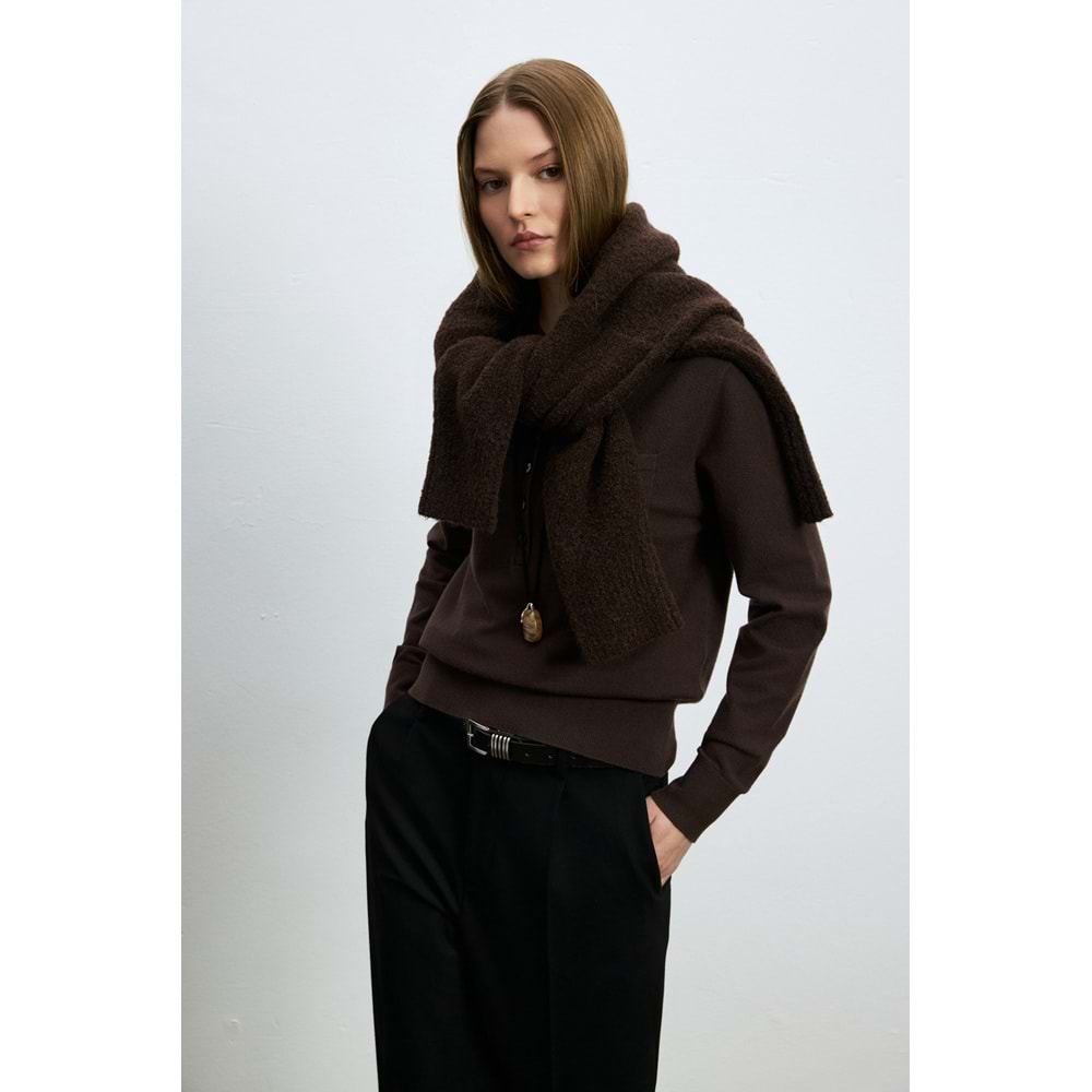 Lufian 122090048 Laura Yün Karışımlı Polo Yaka Triko Kazak Kadın Sweatshirt