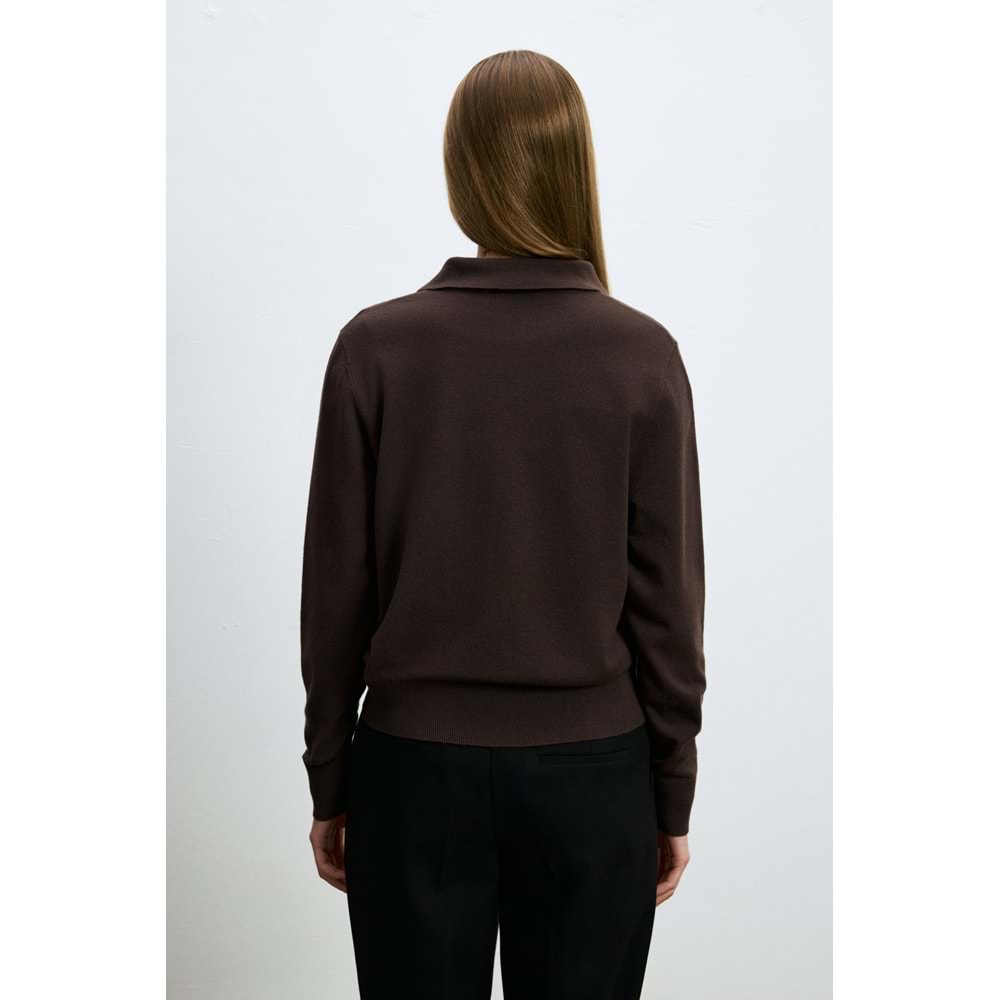 Lufian 122090048 Laura Yün Karışımlı Polo Yaka Triko Kazak Kadın Sweatshirt