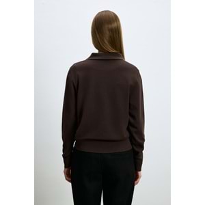 Lufian 122090048 Laura Yün Karışımlı Polo Yaka Triko Kazak Kadın Sweatshirt