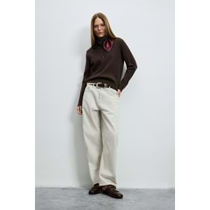 Lufian 122090052 Darla Yün Karışımlı Polo Yaka Triko Kazak Kadın Sweatshirt