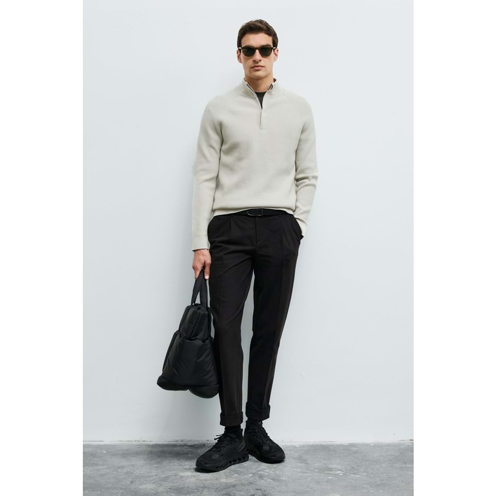 Lufian 112090200 Gabı Pamuk Karışımlı Fermuarlı Dik Yaka Triko Kazak Yarım Fermuarlı Erkek Sweatshirt