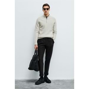 Lufian 112090200 Gabı Pamuk Karışımlı Fermuarlı Dik Yaka Triko Kazak Yarım Fermuarlı Erkek Sweatshirt
