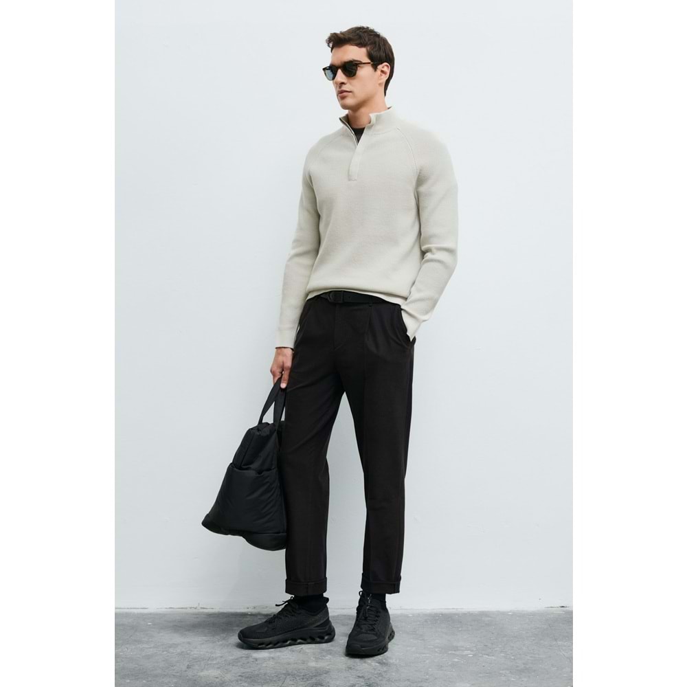 Lufian 112090200 Gabı Pamuk Karışımlı Fermuarlı Dik Yaka Triko Kazak Yarım Fermuarlı Erkek Sweatshirt