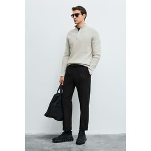 Lufian 112090200 Gabı Pamuk Karışımlı Fermuarlı Dik Yaka Triko Kazak Yarım Fermuarlı Erkek Sweatshirt