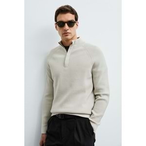 Lufian 112090200 Gabı Pamuk Karışımlı Fermuarlı Dik Yaka Triko Kazak Yarım Fermuarlı Erkek Sweatshirt