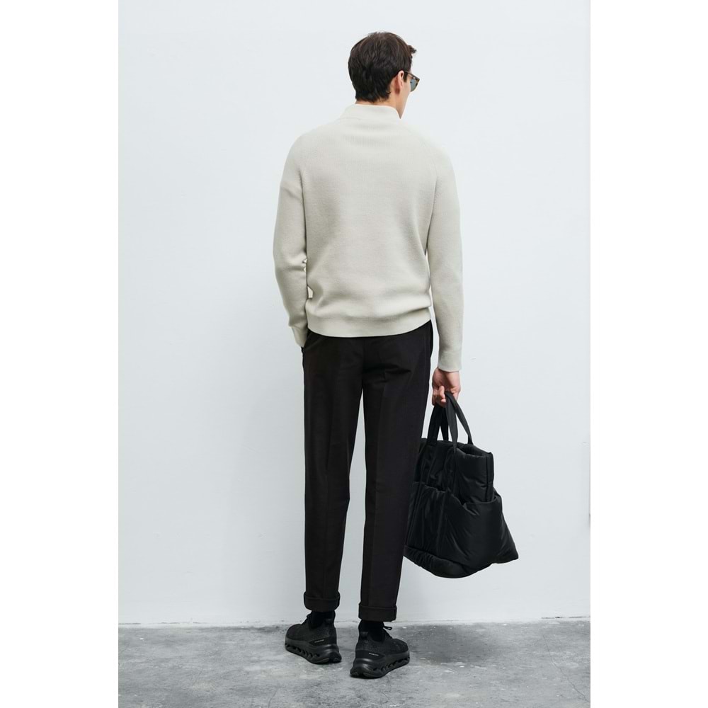 Lufian 112090200 Gabı Pamuk Karışımlı Fermuarlı Dik Yaka Triko Kazak Yarım Fermuarlı Erkek Sweatshirt