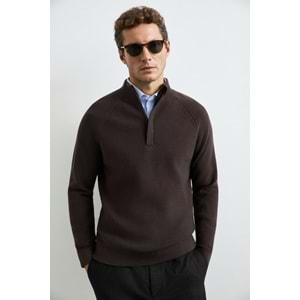 Lufian 112090200 Gabı Pamuk Karışımlı Fermuarlı Dik Yaka Triko Kazak Yarım Fermuarlı Erkek Sweatshirt