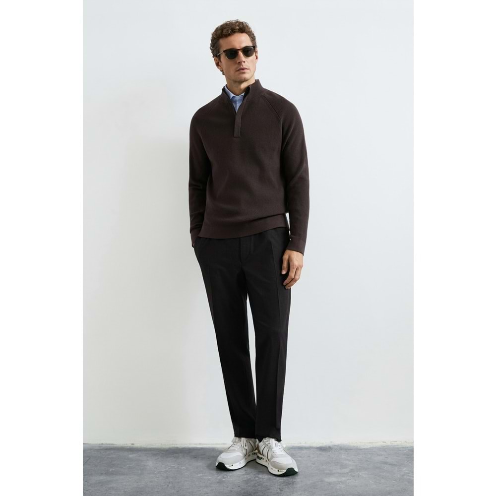 Lufian 112090200 Gabı Pamuk Karışımlı Fermuarlı Dik Yaka Triko Kazak Yarım Fermuarlı Erkek Sweatshirt