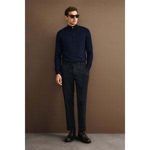 Lufian 112090201 Opulent Yün Karışımlı Fermuarlı Dik Yaka Triko Kazak Erkek Sweatshirt