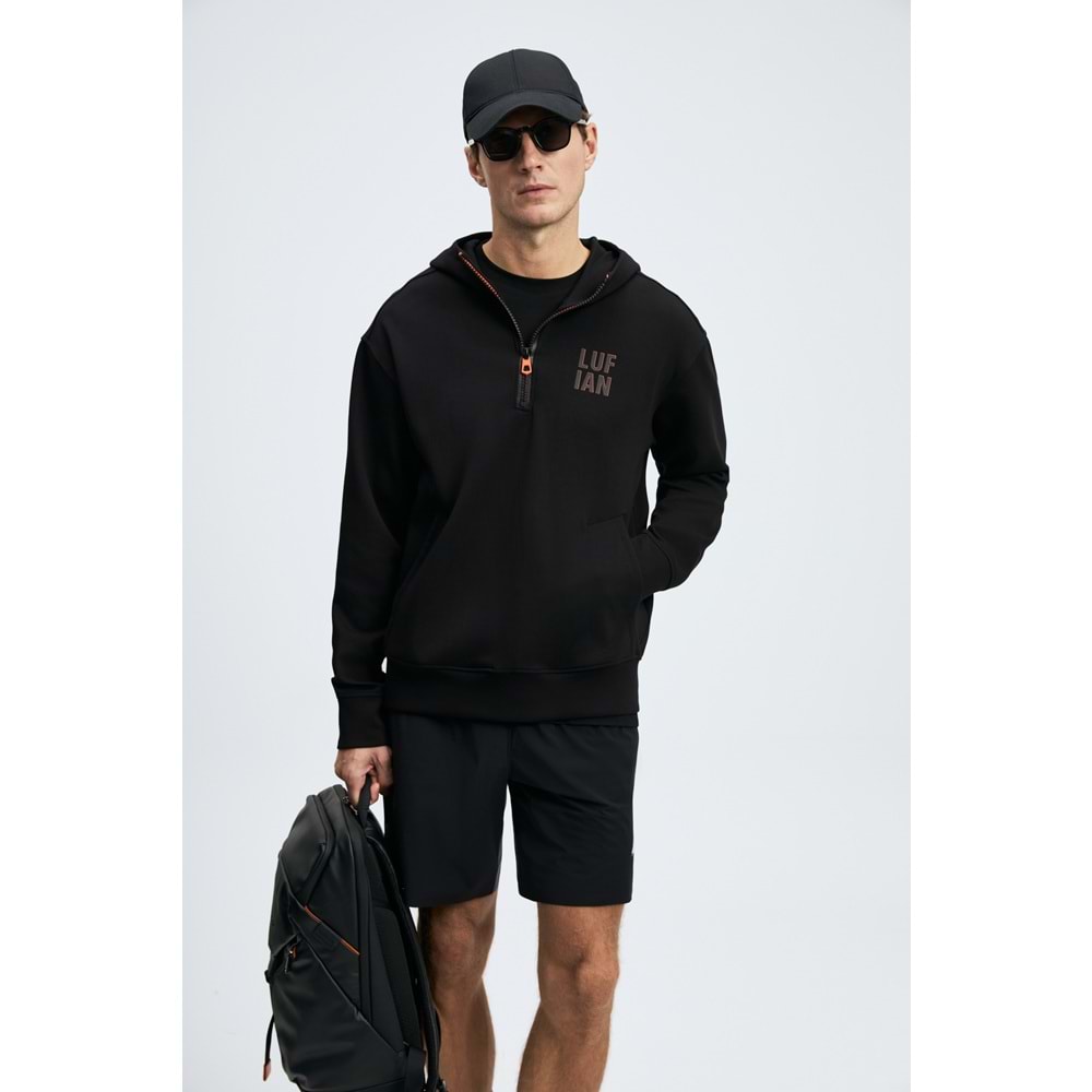 Lufian 112030216 Grayson Yarım Fermuarlı Kapüşonlu Erkek Sweatshirt