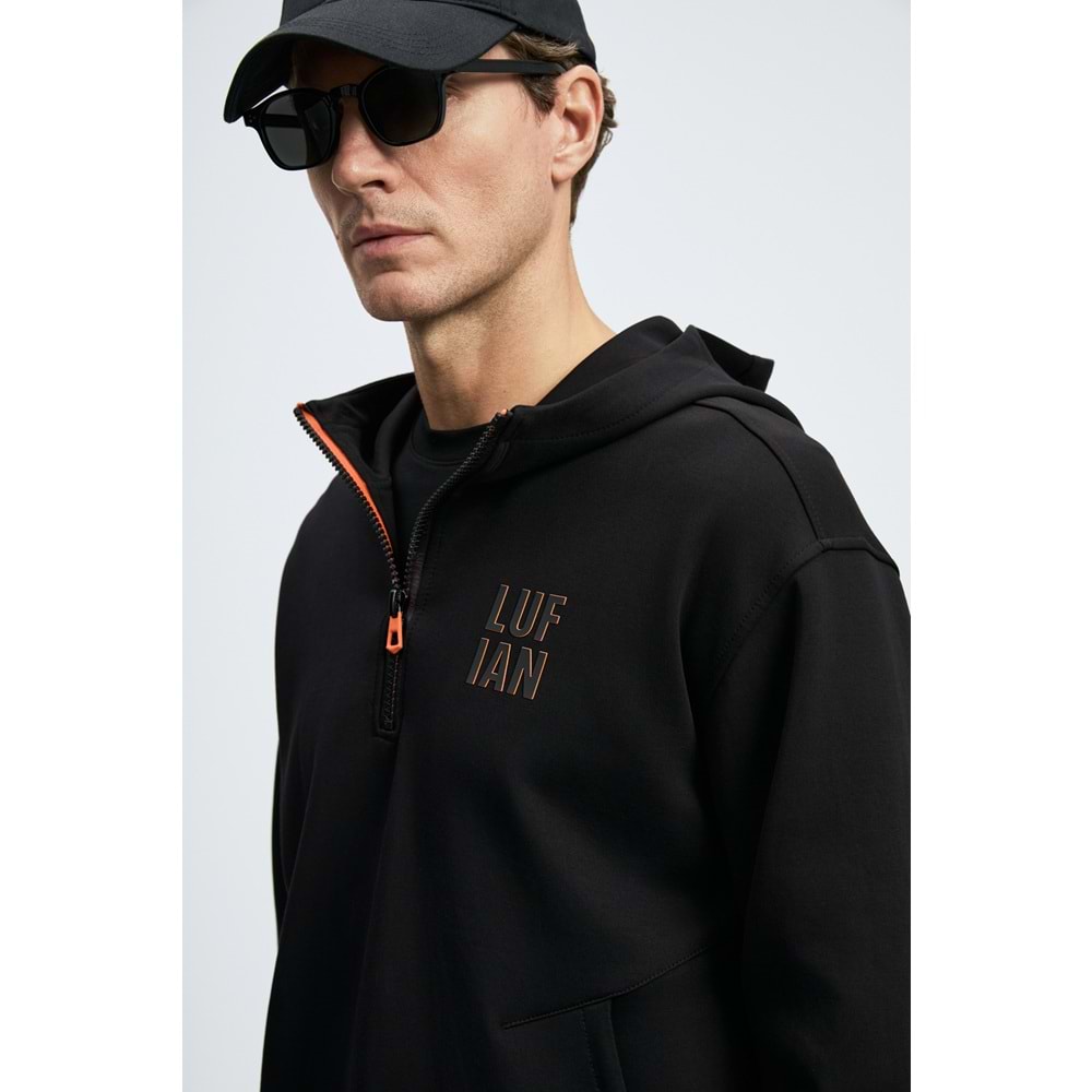 Lufian 112030216 Grayson Yarım Fermuarlı Kapüşonlu Erkek Sweatshirt