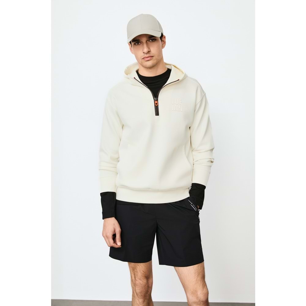 Lufian 112030216 Grayson Yarım Fermuarlı Kapüşonlu Erkek Sweatshirt