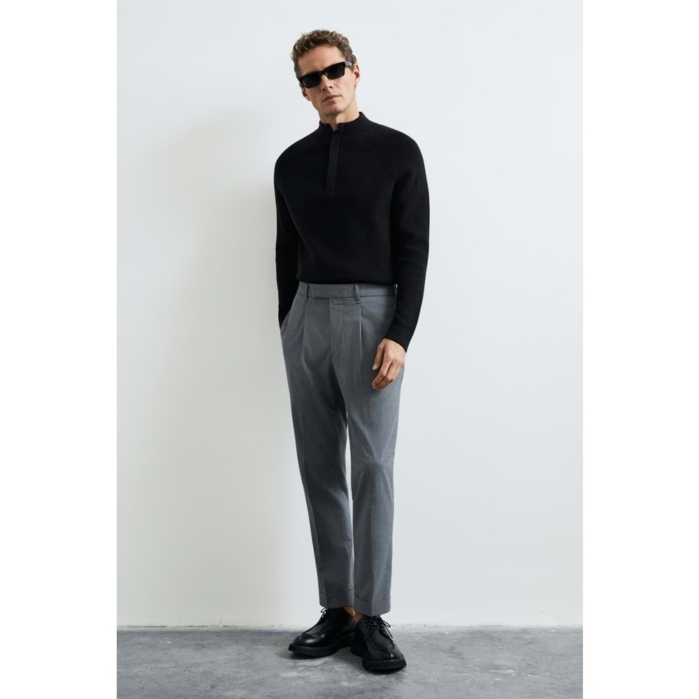 Lufian 112090200 Gabı Pamuk Karışımlı Fermuarlı Dik Yaka Triko Kazak Yarım Fermuarlı Erkek Sweatshirt