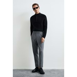 Lufian 112090200 Gabı Pamuk Karışımlı Fermuarlı Dik Yaka Triko Kazak Yarım Fermuarlı Erkek Sweatshirt
