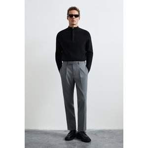 Lufian 112090200 Gabı Pamuk Karışımlı Fermuarlı Dik Yaka Triko Kazak Yarım Fermuarlı Erkek Sweatshirt