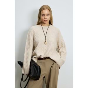 Lufian 122090061 Stella Deve Tüyü Karışımlı Bisiklet Yaka Triko Kazak Kadın Sweatshirt
