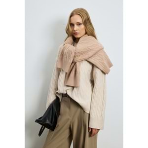 Lufian 122090061 Stella Deve Tüyü Karışımlı Bisiklet Yaka Triko Kazak Kadın Sweatshirt