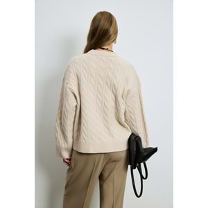 Lufian 122090061 Stella Deve Tüyü Karışımlı Bisiklet Yaka Triko Kazak Kadın Sweatshirt