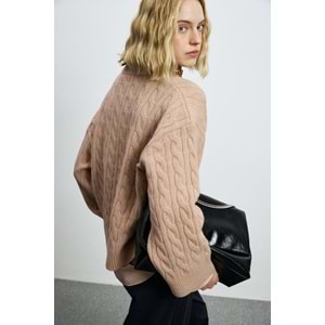 Lufian 122090061 Stella Deve Tüyü Karışımlı Bisiklet Yaka Triko Kazak Kadın Sweatshirt