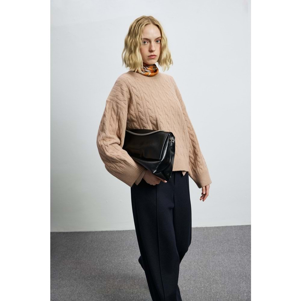 Lufian 122090061 Stella Deve Tüyü Karışımlı Bisiklet Yaka Triko Kazak Kadın Sweatshirt