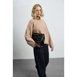 Lufian 122090061 Stella Deve Tüyü Karışımlı Bisiklet Yaka Triko Kazak Kadın Sweatshirt