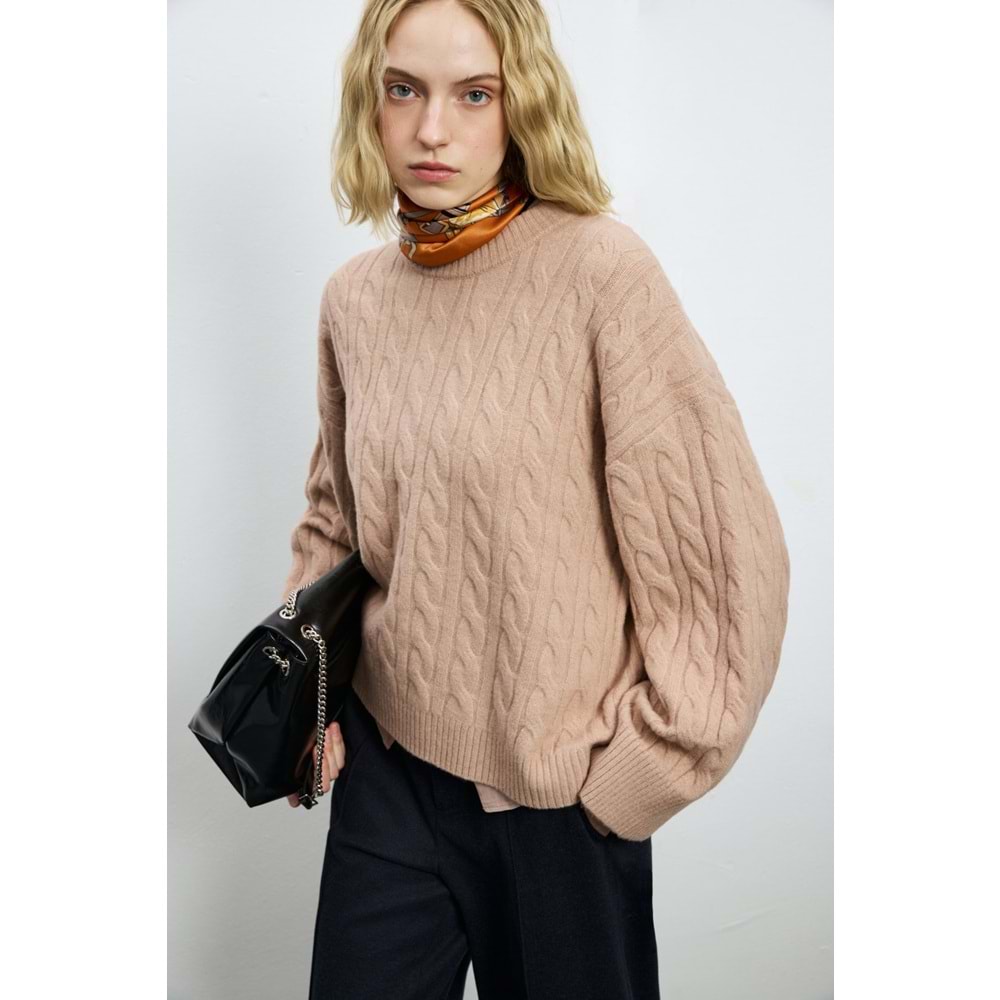 Lufian 122090061 Stella Deve Tüyü Karışımlı Bisiklet Yaka Triko Kazak Kadın Sweatshirt