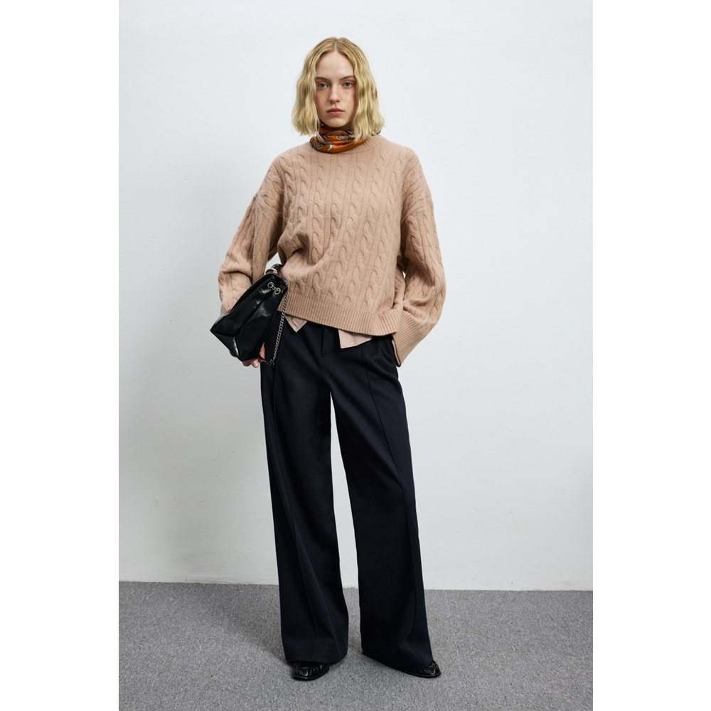 Lufian 122090061 Stella Deve Tüyü Karışımlı Bisiklet Yaka Triko Kazak Kadın Sweatshirt