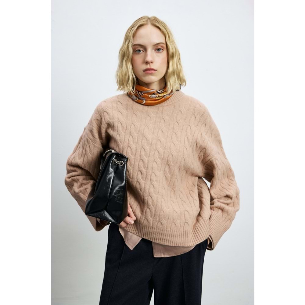 Lufian 122090061 Stella Deve Tüyü Karışımlı Bisiklet Yaka Triko Kazak Kadın Sweatshirt