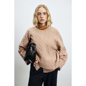 Lufian 122090061 Stella Deve Tüyü Karışımlı Bisiklet Yaka Triko Kazak Kadın Sweatshirt