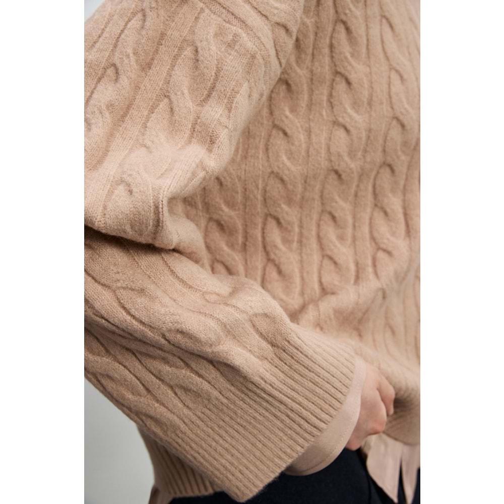Lufian 122090061 Stella Deve Tüyü Karışımlı Bisiklet Yaka Triko Kazak Kadın Sweatshirt