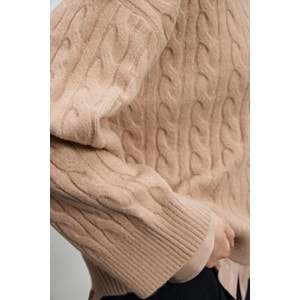 Lufian 122090061 Stella Deve Tüyü Karışımlı Bisiklet Yaka Triko Kazak Kadın Sweatshirt