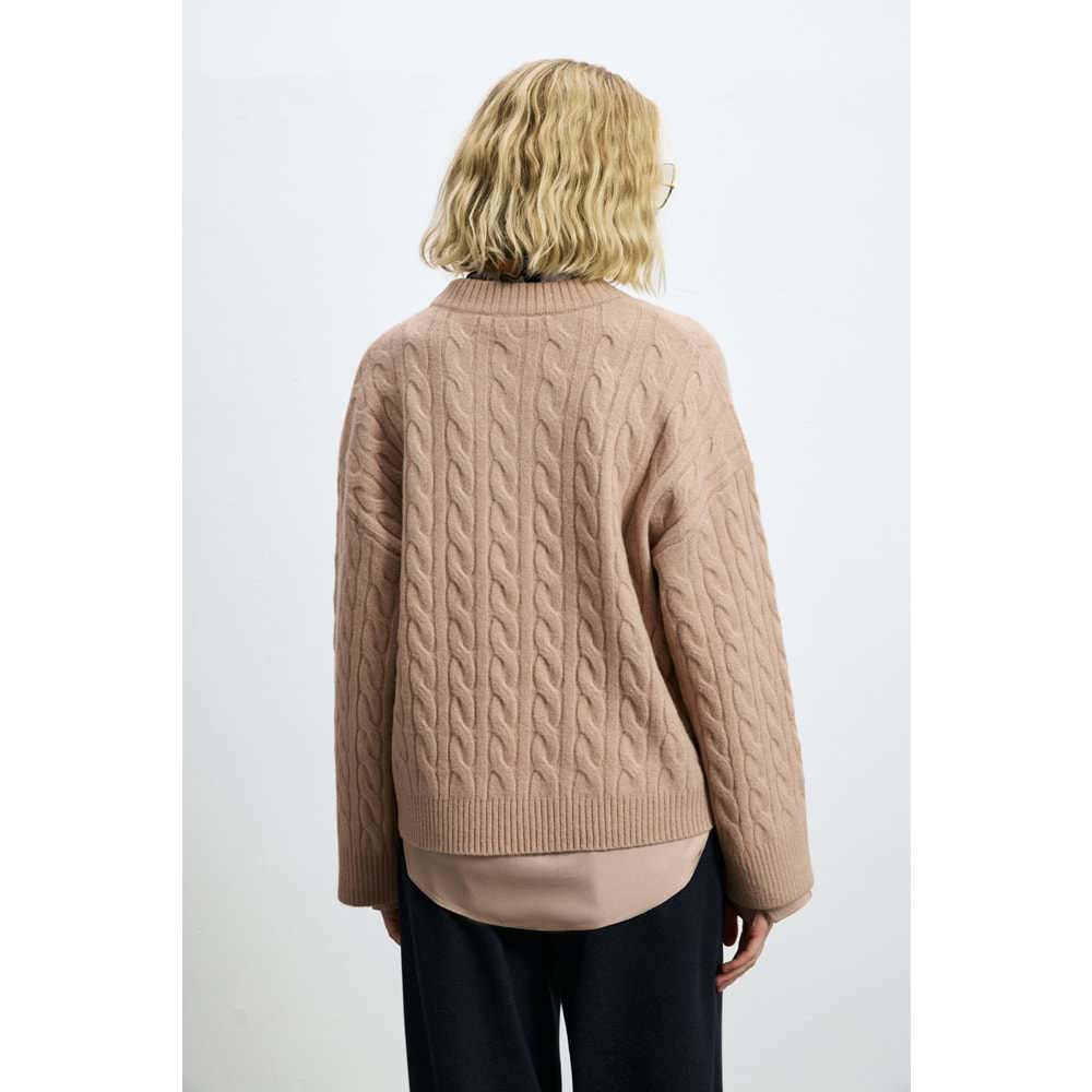 Lufian 122090061 Stella Deve Tüyü Karışımlı Bisiklet Yaka Triko Kazak Kadın Sweatshirt