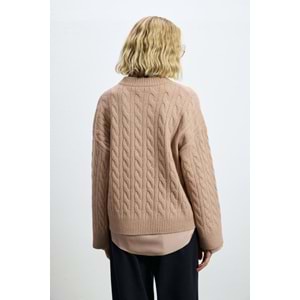 Lufian 122090061 Stella Deve Tüyü Karışımlı Bisiklet Yaka Triko Kazak Kadın Sweatshirt