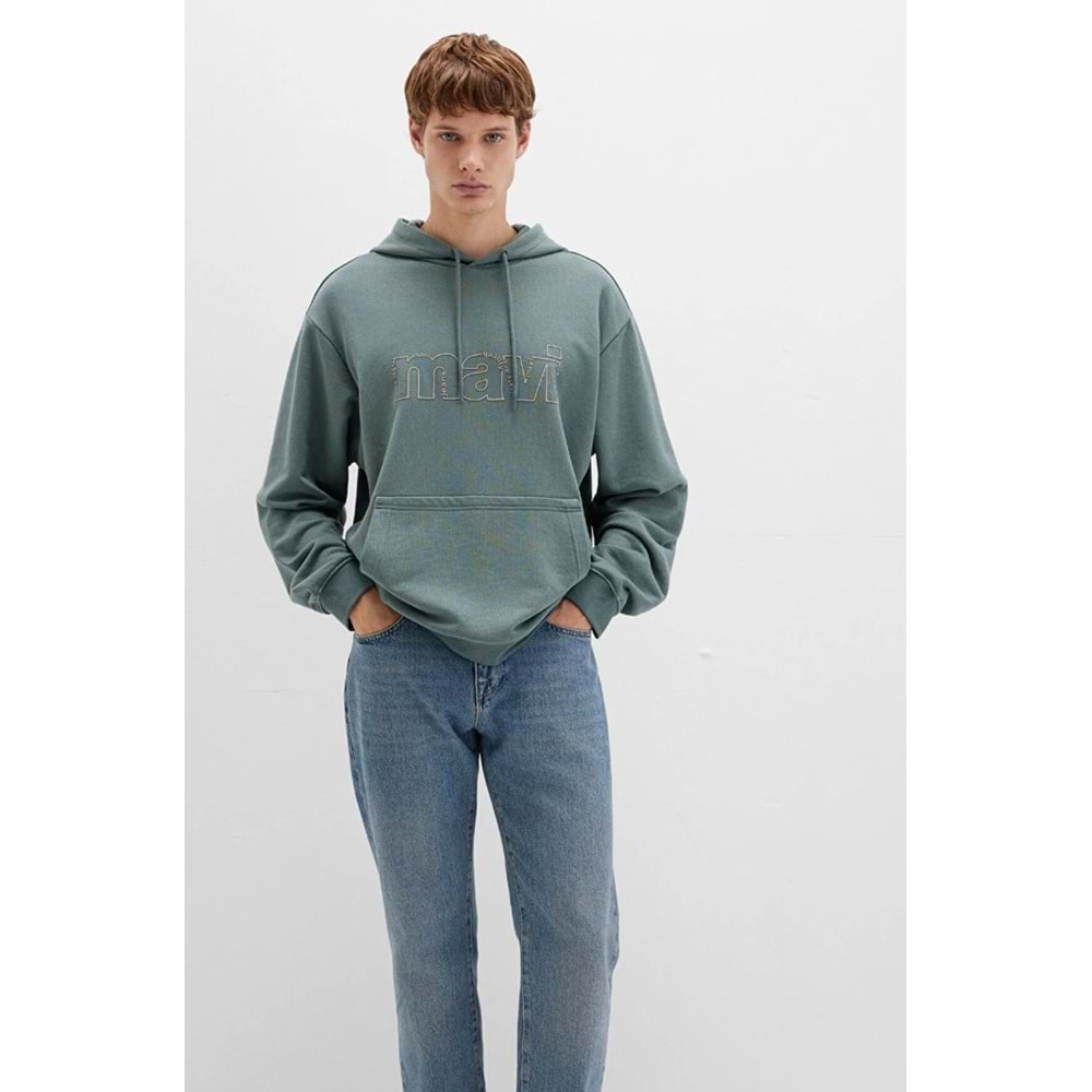 Mavi M0S10196-71577 Mavi Logo Baskılı Kapüşonlu Erkek Sweatshirt