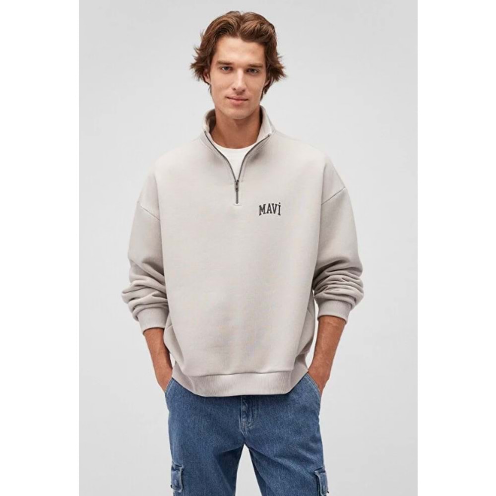 Mavi 0S10208-70074 Logo Baskılı Yarım Fermuarlı Sweatshirt